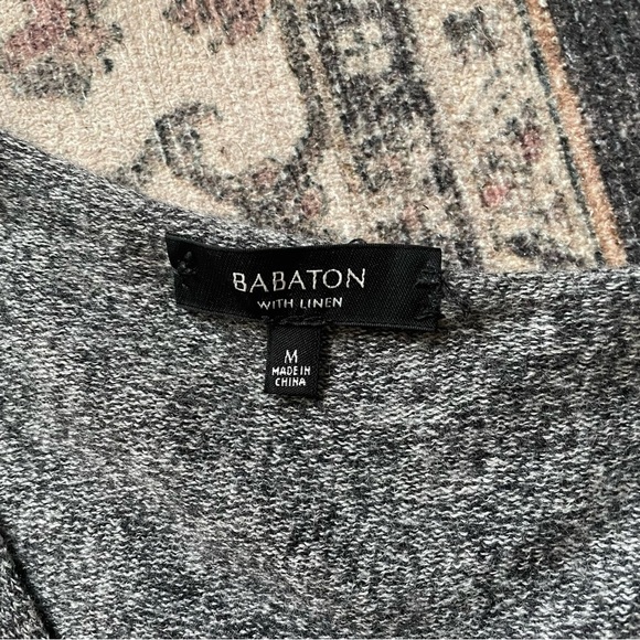 Aritzia Babaton Wool Linen Marled Gray VNeck Flowy Sweater Medium - Picture 3 of 5